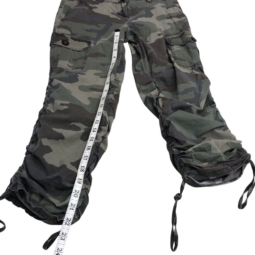 INC International Concepts Petite Crop Camo Cargo Pants Adjustable Side Ruching - Picture 9 of 16